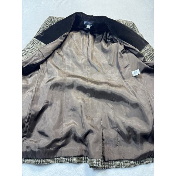 Paul Costelloe Dressage Wool Tweed Blazer Mocha Check Velvet Collar SZ 6 Regal - Picture 7 of 12